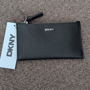 NWT DKNY Black Textured Bifold Mini Wallet